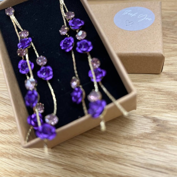 Speak Now Purple Rose Dangle Earrings Statement Eras Tour Swiftie Gift Box NEW - Picture 5 of 6